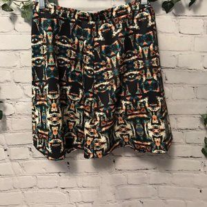 Navy Geometric Design Skater Skirt